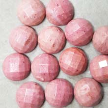 14MM FACETED ROUND CABOCHON RHODONITE(6PCS/BAG)